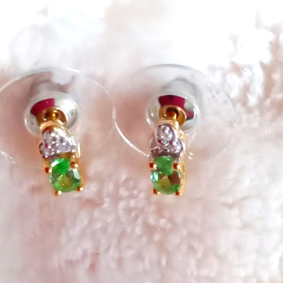 Jewelry - PREMIUM NATURAL TSAVORITE GARNET, NATURAL WHITE ZIRCON EARRINGS